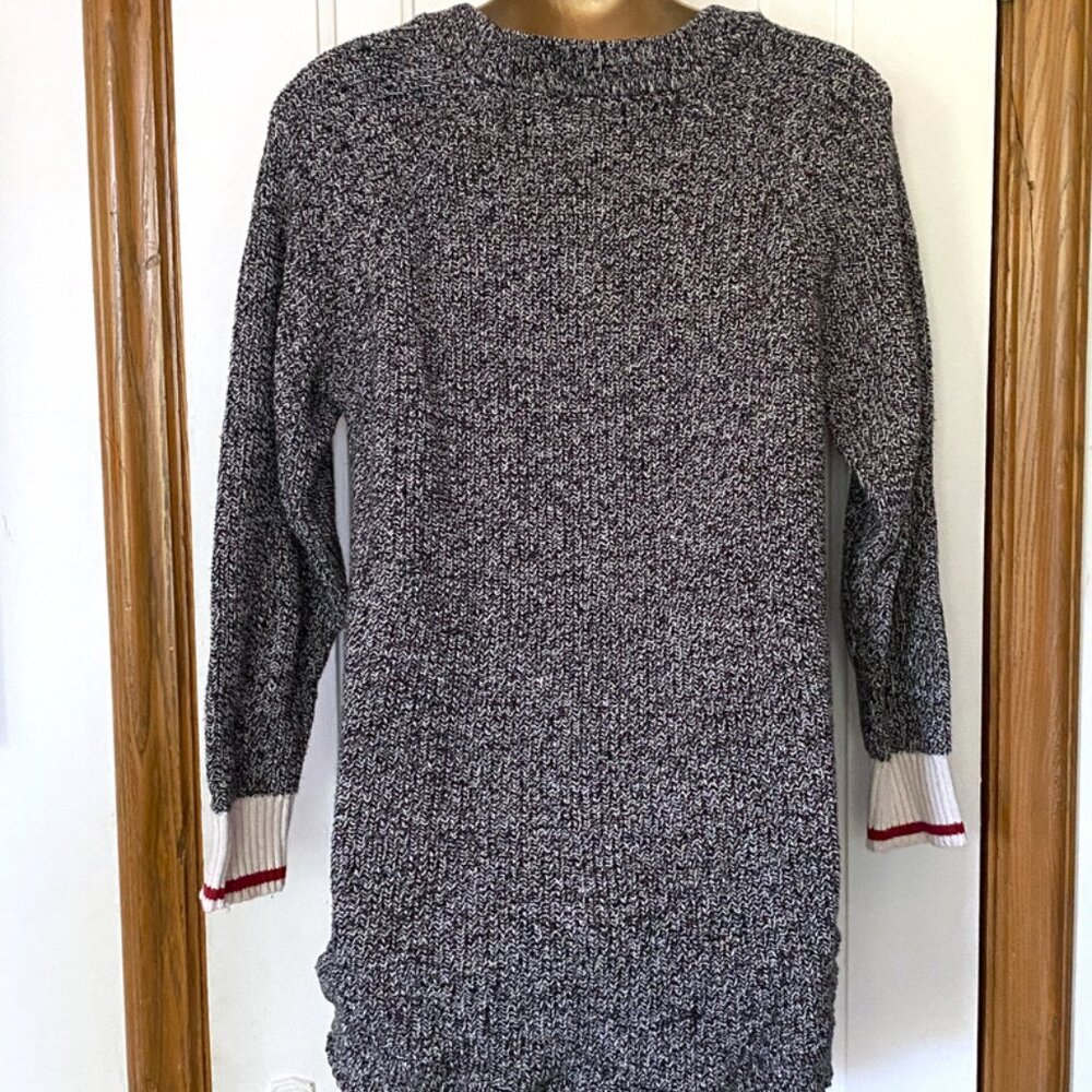 Chunky Black/White Speckled Pullover | Kodiak-Style Cuff Sweater | Relaxed Fit - Picture 2 of 13